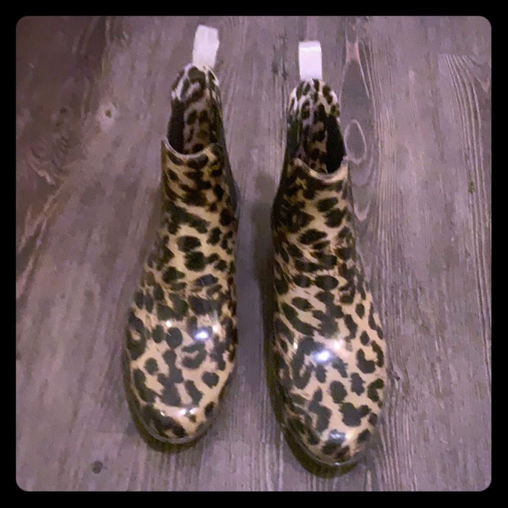 Jcrew leopard rain boots